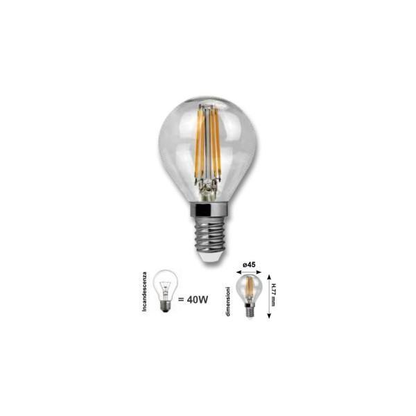 Lampo flsfe14bc : Lampe Sphère LED 4W, Lumière Chaude, 230V E14